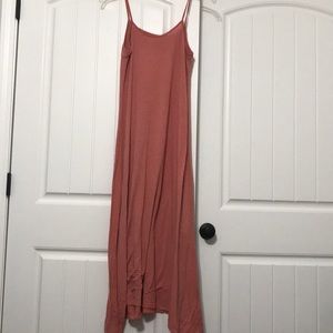 Coral/Gray striped maxi dress